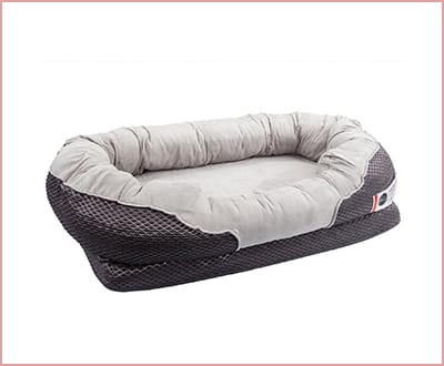 BarksBar orthopedic dog bed in gray with nonslip bottom