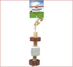 kaytee natural lava and wood hanging toy
