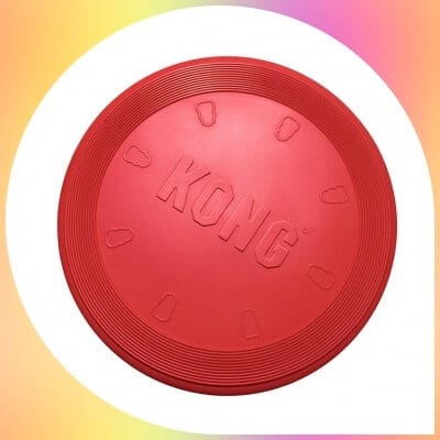 KONG Durable Rubber Flying Disc dog in red 
