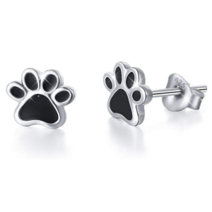 Sterling Silver Jewelry Puppy Dog Cat Pet Paw Print Stud Earrings
