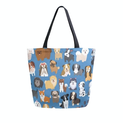 Naanle Animal Dogs Canvas Tote Bag for Outdoors