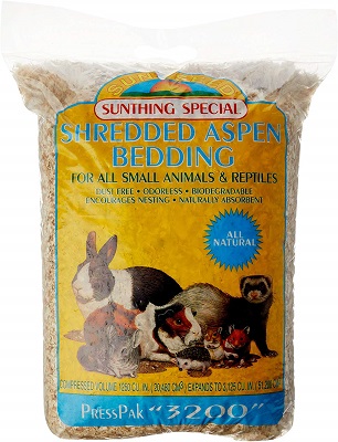 Sunseed Shredded Aspen Bedding for Small Nesting and Burrowing Animals