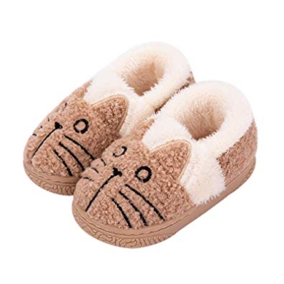 Unisex Cat Pattern Plush Warm House Boot Slippers by JadeRich
