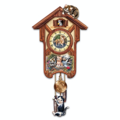 Happy Trails Cuckoo Clock with Kitten Art by Jurgen Scholz: Limited Edition by The Bradford Exchange