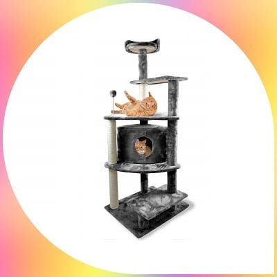 FurHaven Tiger tough cat house furniture tree