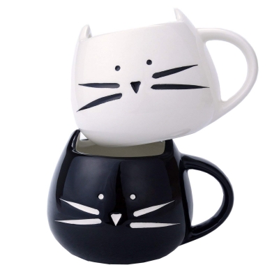 2 Pack Ilyever Funny Cute Cat Coffee Mugs for Crazy Cat Lovers