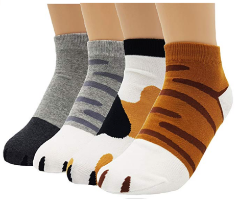 JJMax Women’s Cute Kitty Cat Paws Socks with Paw Prints on Toes