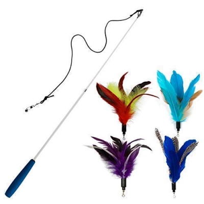 EcoCity Cat Toys - Feather Cat Teaser Toys