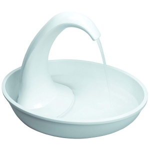 white Pioneer Pet Swan Pet Drinking Fountain: