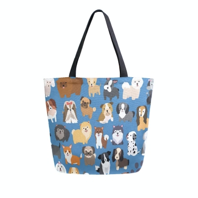 Naanle Animal Dogs Canvas Tote Bag for Outdoors