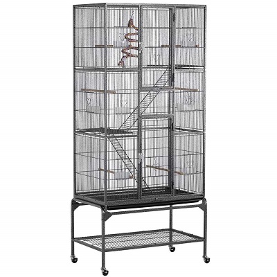 Yaheetech Cage with Cross Shelves and Ladders
