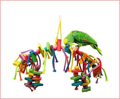 MEWTOGO Natural and Colorful Knots Block Birds Parrot Chewing Toys