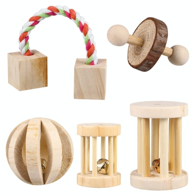 POPETPOP Hamster Chew Toys Natural Wooden Play Toy