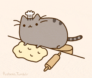 pusheen cat kneading bread